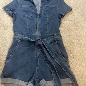 Fashion Nova Denim Romper with Belt